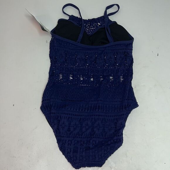 Aqua Green Black New Crochet High Neck Swimsuit One-piece Bathing Suit D22 - Picture 7 of 7